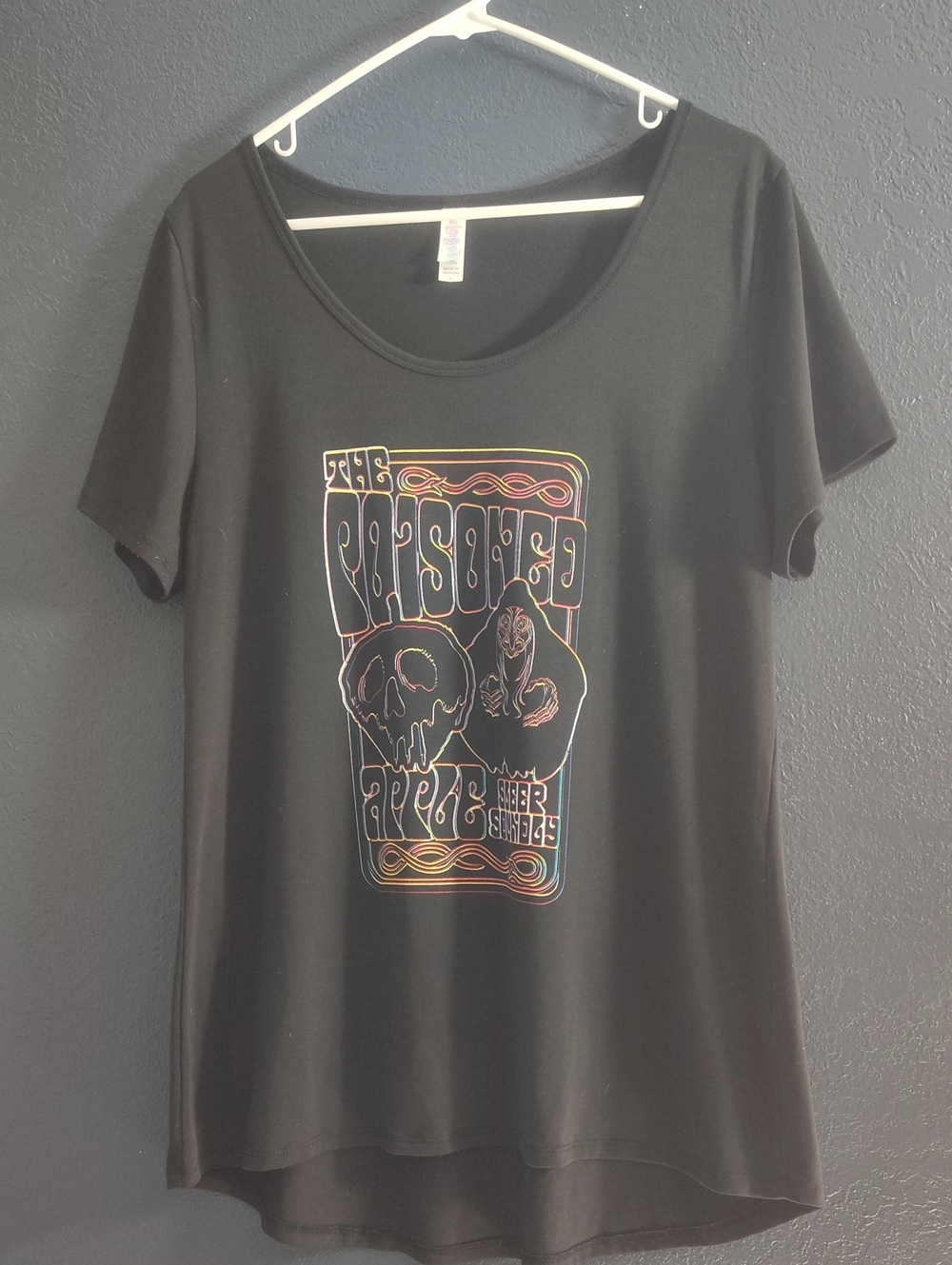 LuLaRoe Black Short Sleeve T Snow-white"The Poisoned Apple" Sleep Soundly Large